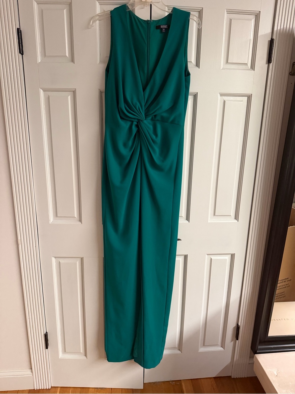 Badgley Mischka Gathered Stretch-Cady Gown - Picture 2 of 7